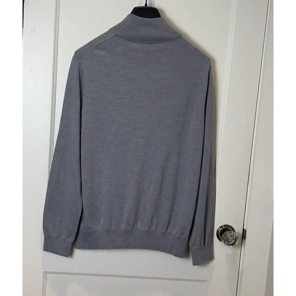 J.Crew Men's M Sweater Merino Wool Blend Long Sleeve 1/4 Zip Gray Classic Preppy